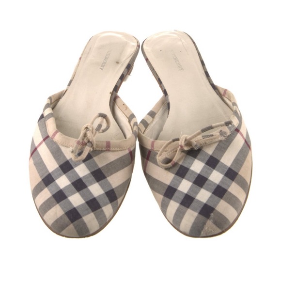 Burberry | Canvas Plaid Print Mules - Picture 2 of 7